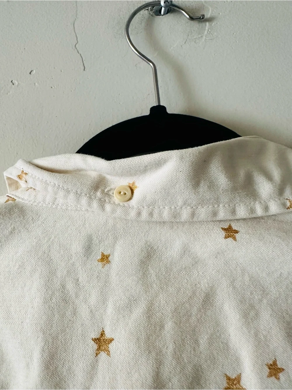 J. Crew Cream Shirt with Gold Star Print